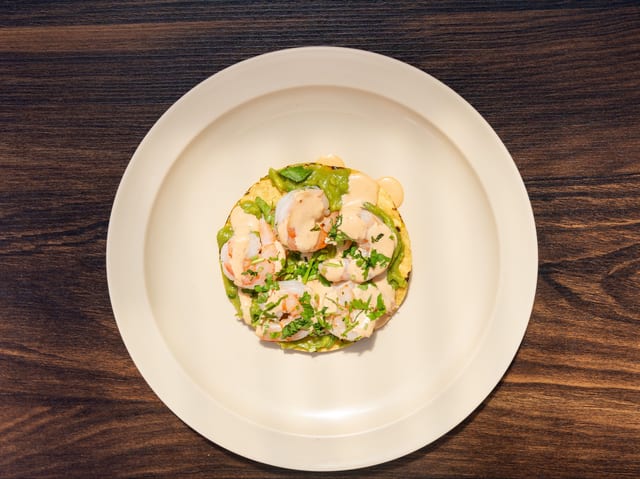 Tostada Camaron (shrimp).