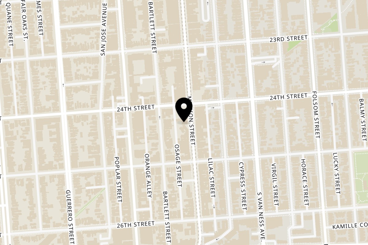 Map showing the location of Taqueria Los Altos on 2830 Mission St in San Francisco